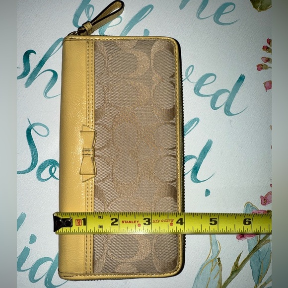 Coach Yellow and Tan Monogram Zip Around Wallet - Picture 4 of 5